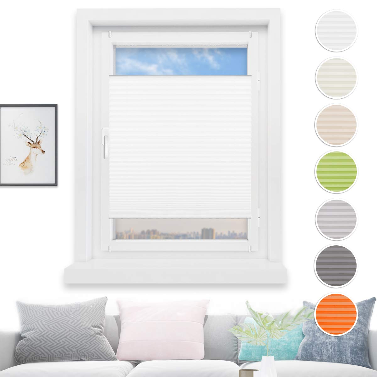 Amazon.de HOMEDEMO Plissee Rollo Klemmfix ohne Bohren 80x200 cm