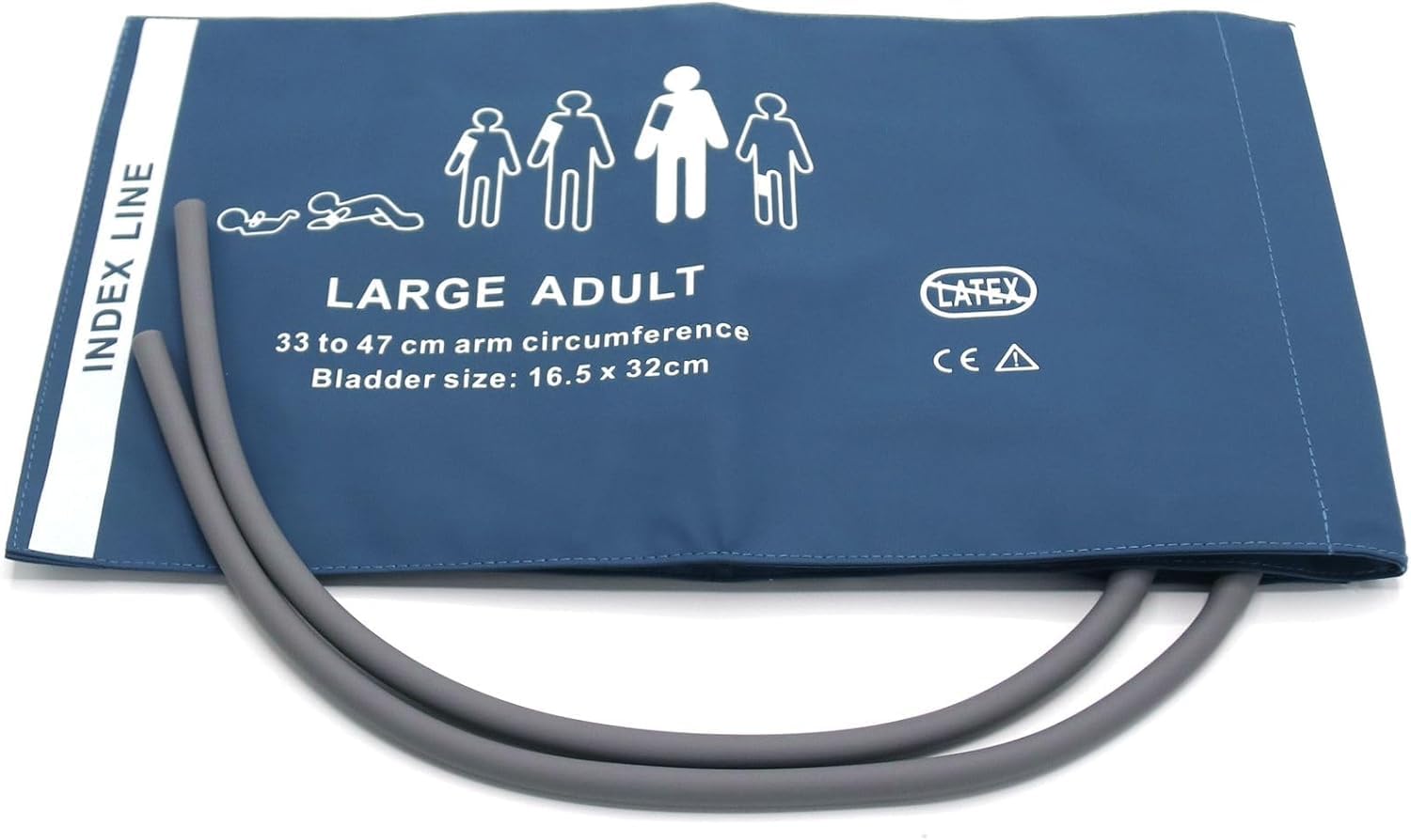 Universal NIBP Cuff for LargeAdult, 33-47 cm Double Tube Reusable PU Replacement Blood Pressure Cuff, No Connector