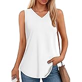 SMENG Women's Loose Fit Tank Tops Casual Flowy Curved Hem Sleeveless Basic Scoop Neck UPF 50+ Protection Tunic