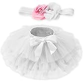 Exegawe Baby Girls Tutu Skirt with Headband, Toddler Girls Tulle with Diaper Cover Birthday Party Dress