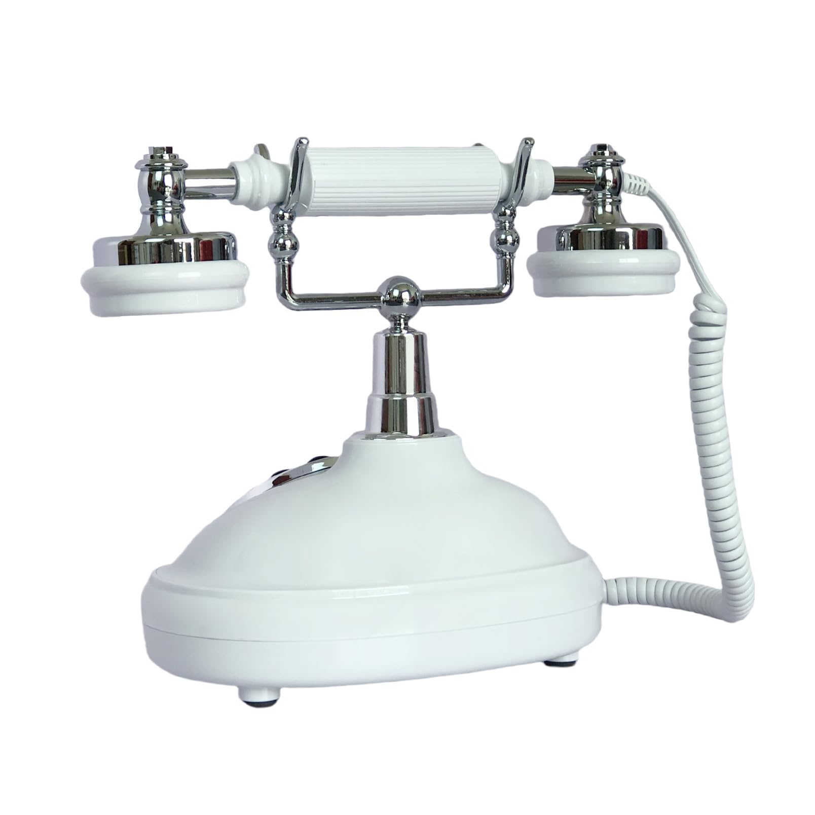 Retro Corded Landline Phone, TelPal White Classic Vintage Old Fashion Telephone for Home/Office/Hotel, Wired Antique Home Phone Gift for Seniors (Rotary Dial Button)