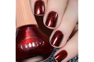 COSMOO Wine Red Nail Polish, 12ml Burgundy Red Quick Dry Nail Lacquer, Super Lustrous Nail Enamel Polish, Dark Red Shimmer Iridescent Ultrachrome Nail Art Varnish, 0.41 fl oz