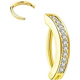 VOJO 14G G23 Titanium Clicker Belly Button Ring,10/12mm Reverse Curved Hoop Navel Barbell Piercing Jewelry