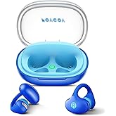 FOYCOY Kids Open Ear Earbuds - Clip-On Earbuds - 85 dB Volume Limit - Bluetooth 6.0, Built-in Mic, 40H Playtime, Silicone Pads, IPX5, Small Ears and Glasses Friendly, Ages 6-14, Blue