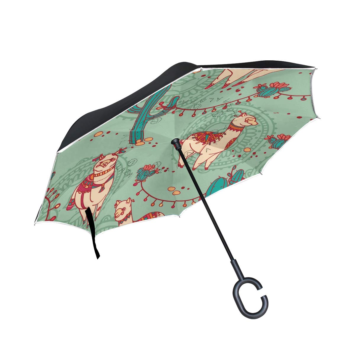 猫と犬 反転傘 senya 二層 B07MDK6SFW マルチ3 C型ハンドル 防風 