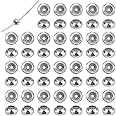 HOBBIESAY 60Pcs Stainless Steel Slider Beads Metal Round Spacer Beads with Rubber Inside for Necklaces Bracelets Jewelry Making Rubber Hole: 1.2mm