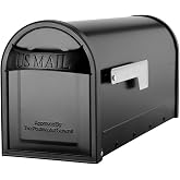 Architectural Mailboxes 8760B-10 Carlisle Postmount Mailbox, Medium, Black | Galvanized steel build for outside with weather-resistant build and rust-resistant powder-coat finish. USPS approved.