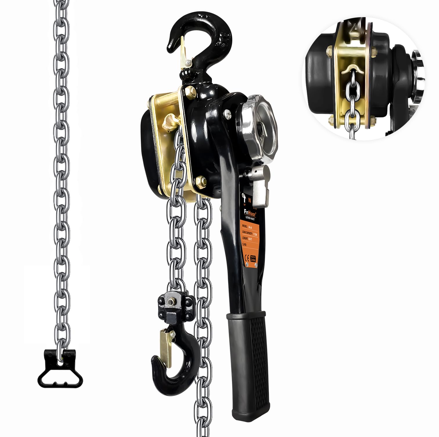 FITHOIST 1 Ton Chain Hoist 2200LBS Capacity 10Ft