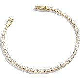 BaubleBar Bennett Tennis Bracelet for Women, 18K Gold Plated Sterling Silver - Hypoallergenic with Cubic Zirconia Stones, Dainty and Trendy Thin Stacking Bracelet, Women's Fashion Jewelry
