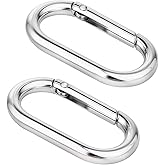 2 Pcs Spring O Ring Clip for Purse Strap - Oval Snap Keychain Clip, Silver Alloy Round Buckle Hook, Purse Strap Extender for Keys, Bag, Handbag, Crafts 1.93"0.94"
