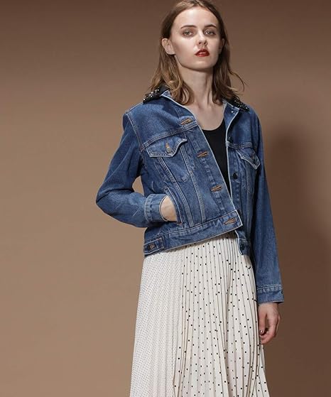 Amazon グレースコンチネンタル ビジュー付デニムジャケット レディース インディゴ 日本 38 日本サイズ9 号相当 コート ジャケット 通販