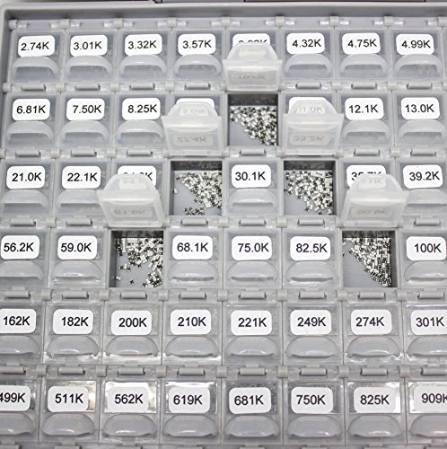 AideTek 0603 Size,Surface monnt Resistor SMD SMT 144 Values, 100pc/value 1% Sample Resistor Kit Distributed in Box-All Enclosure E96 Serial 0ohm to 1mohm Designer Kit  Free Tweezers - Thumbnail 2