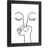 Cyebmo Funny Bathroom Wall Art, Minimalist Black and White Bathroom Picture Wall Decor, Toilet Pinching Nose Art Print for Restroom Guest BathRoom Wood Framed Ready to Hang 8x10 Inch