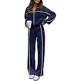 HAEOF Women 2 Piece Sweatsuit 2026 Fall Spring Long Sleeve Zip Up Sweatshirt Jogger Pants Machting Lounge Sets Track Suit