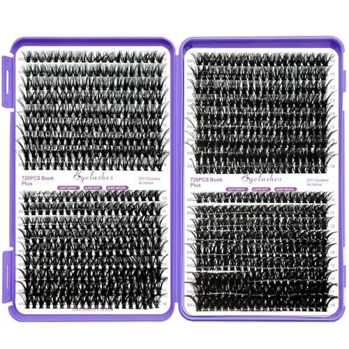 DNSGOOR DIY Eyelash Extension Kit 840 Lash Cluster Mirror Eyelash Box,Eyelash Gluing and Sealing,Eyelash Removal,Tweezer Brush Mini Applicator