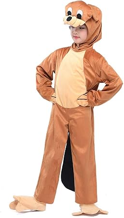 Amazon 子供 ビーバー 着ぐるみ 海狸 コスチューム アニマル 動物 コスプレ ハロウィン仮装 ジャンプスーツ ファンシードレス 4点セット ビーバー S キッズコスチューム おもちゃ