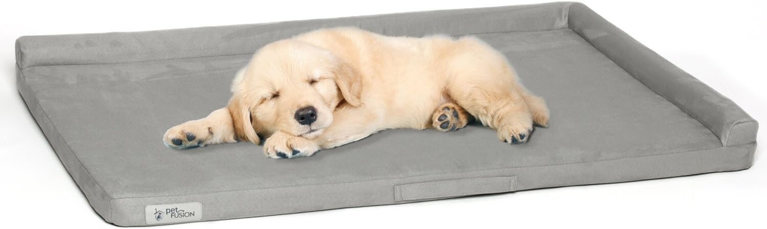 PetFusion Puppychoice Dog Crate Pad [Microsuede Cover, Solid Foam]. Water Resistant Cover/Liner & Removable Washable Cover. Replacement Covers & Blankets Also Avail. 1 Yr Warranty, Grey, M - 29 x 19 : Pet Supplies