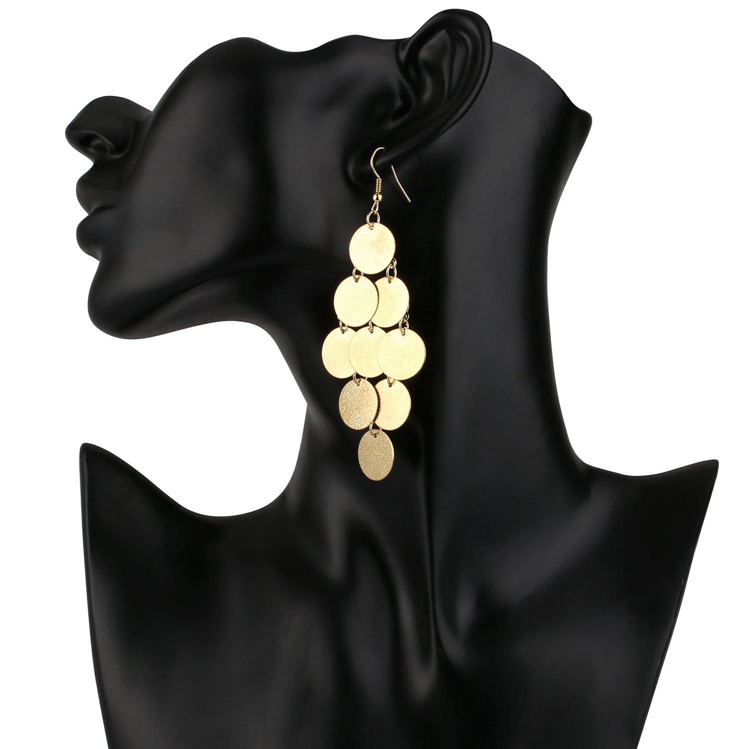 Dangle Drop Earrings，UHIBROS Light weight Long Charm Earring Unique Alloy Hook Earrings (Gold)