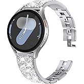DEALELE Bands Compatible with Samsung Galaxy Watch 7 / FE / 6/6 Classic / 5/5 Pro / 4/4 Classic / 3 41mm, 20mm Slim Bling Diamond Metal Bracelet for Huawei GT3 42mm / GT2 42mm Women Men, Black