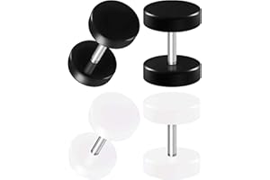 BIG GAUGES 2 Pairs Acrylic 16g Gauge 1.2mm 8mm Black White Fake Plugs O-rings Piercing Jewelry Illusion Ear Cheater Earring Lobe BG2923