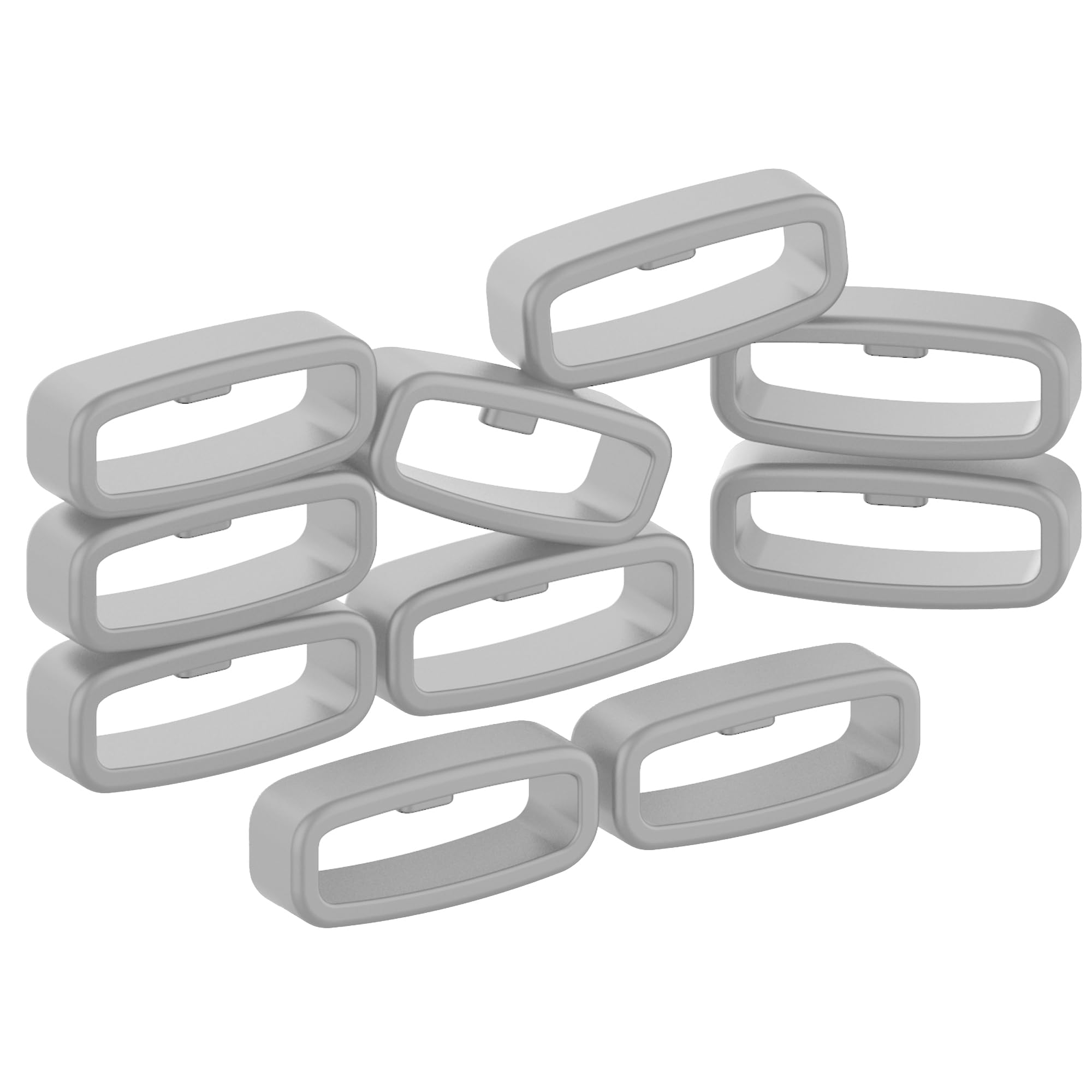 FanTEK 10pcs Watch Strap Holder Loop, 22mm Silicone Watch Band Keeper Retainer Fastener Ring Parts for Smart Watch Band Wristband Replacement, Gray