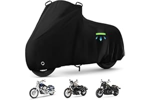 KERANTY Motorcycle Cover Waterproof for Cruiser Models/Softail Standard/Iron 883/Heritage Classic 114/Fat Boy 114, All Weather Sun Rain Outdoor Protection Motorbike Cover with Soft Cotton Lining & Storage Bag