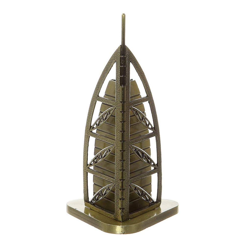 SUPERPOWER® Bronze 6.3 Inch Dubai Burj Al Arab Model Metal Sculpture Statue Famous Building Collectible Figurine Crafts for Personalized Gifts Bedroom Tabletop Home Décor Souvenir