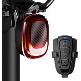 PADONOW Alarm Bike Tail Light: Wireless Remote Bicycle Rear Light USB-C Rechargeable Smart Motion Anti Theft Taillight with Loud Horn Red Led Flashing Lights Waterproof High Lumen Cycling Back Light