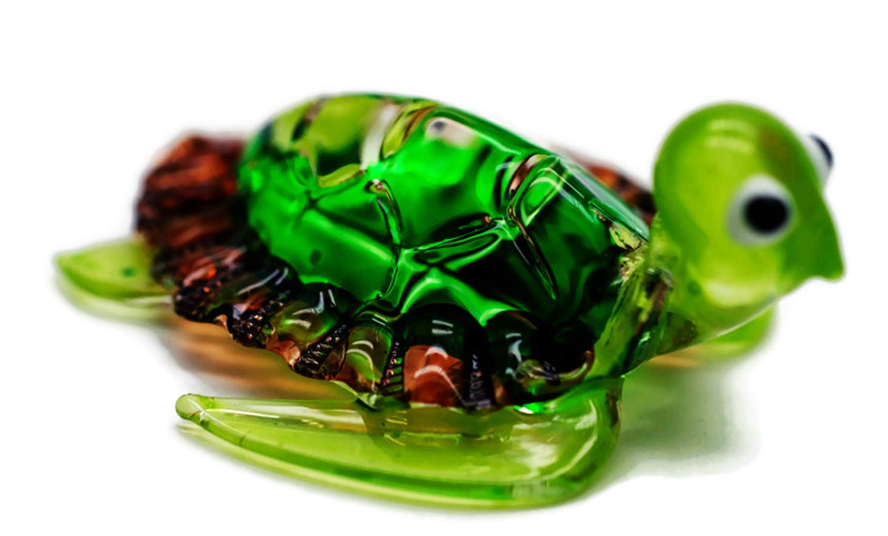 Aquarium MINIATURE HAND BLOWN Art GLASS Green Turtle FIGURINE Collection