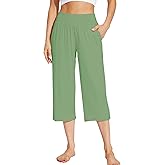 WiWi Viscose from Bamboo Soft Capri Yoga Loose Pants for Women High Waisted Comfy Pjs Capris Lounge Pajama Bottoms S-XXL