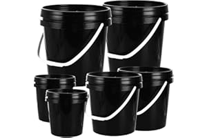 AKOLAFE 6 Pack Paint Bucket for Painting Empty Paint Cans with Lids & Handles (2) 1 Gallon + (2) 2 Quart + (2) 1 Quart Paint Cans with Lids Paint Storage Containers Plastic Paint Containers Paint Pail