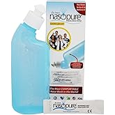 Nasopure Nasal Wash, Sampler Kit, “The Nicer Neti Pot” Sinus Wash Kit, Comfortable Nasal Rinse 8 Oz Bottle & 4 Salt Packets (