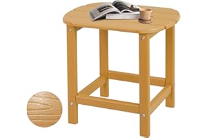 Plawdlik Hdpe Outdoor Adirondack Side Table, Wooden Textured, Set for Patio, Garden, Porch, Pool Composite Patio, Backyard, Bathroom and Indoor, Maintenance & Weather Resistant(Teak)