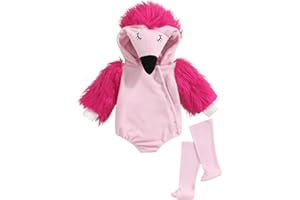 Madjtlqy Halloween Costumes Toddler Baby Boy Girl Flamingo Animal Hooded Sleeveless Romper Jumpsuit Legging Duck Outfits