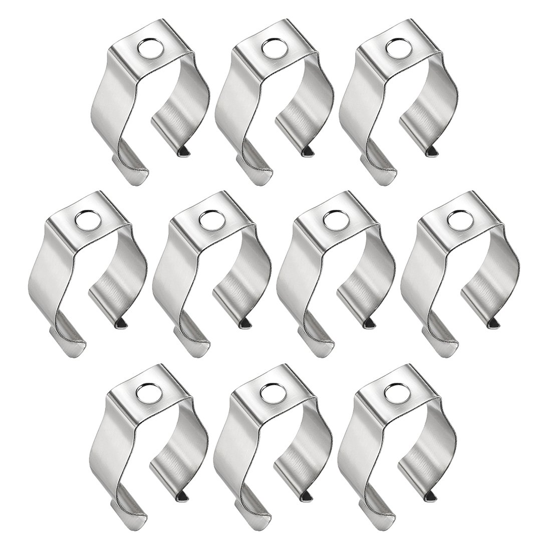 sourcing map T8 U Clips Holder Bracket for LED Light Tube, LED Fluorescent Tube Replacement Mounting Accessories, Nickel-Plated Manganese Steel Lamp Support to Prevent Sagging, Pack of 10