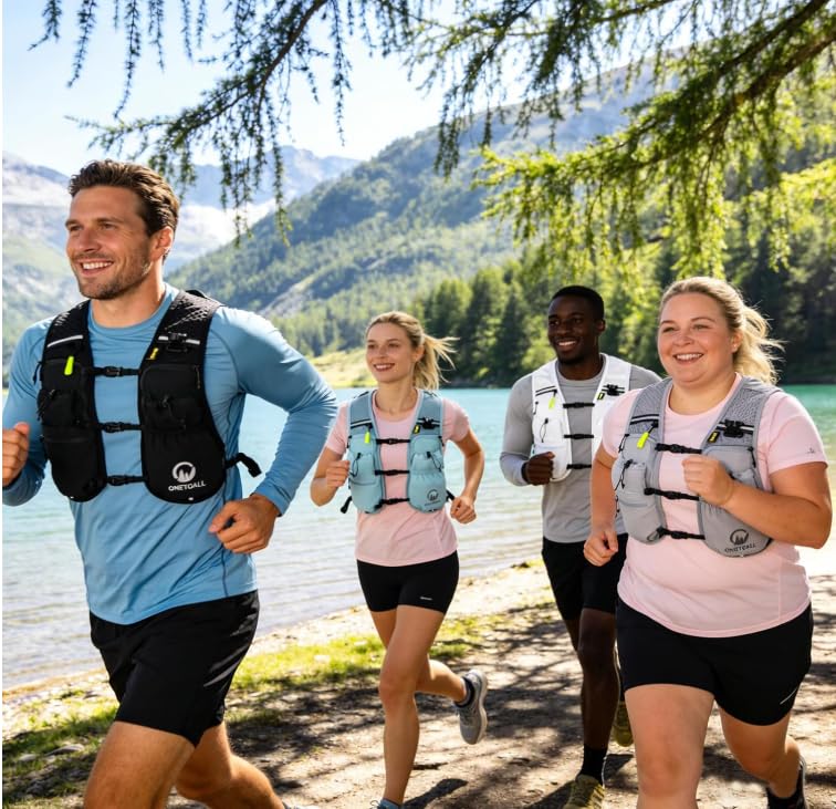 ONETOALL Women's Running Vest with 2L TPU Hydration Bladder/500 ml Water Bottle, Lightweight Hydration Backpack Running Men's 6L, Running Vest Reflective for Jogging, Trail Running, Bicycle, Marathon