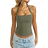 EasyGala Womens Double Lined Square Neck Halter Tank Sexy Backless Shirt Y2K Sleeveless Top Fitted Going Out Clothes2026