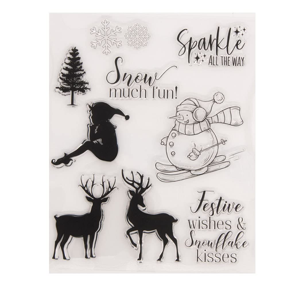 arriettycraft Snowman Elf Deer Elk Snowflakes Christmas Tree Clear Stamps for Card Making Decoration and DIY Scrapbooking