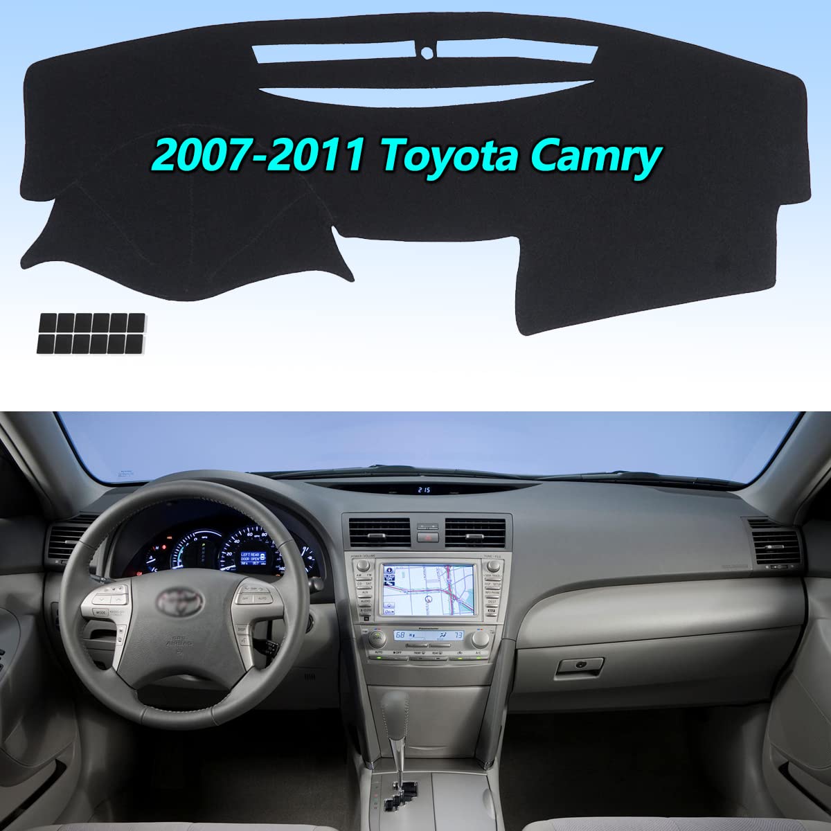 Photo 1 of AUQDD Dashboard Cover Mat Fit for 2007 2008 2009 2010 2011 to-yota Camry, Black Flannel Dash Mat, Anti-Glare, Anti-Reflection, No Peculiar Smell - Only Fit for Left Hand Drive