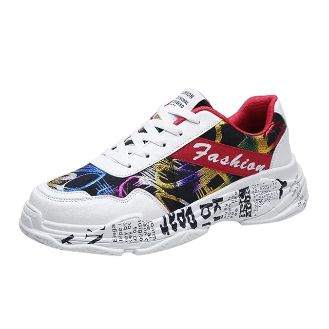 Luckycat Herren Modisch Graffiti Laufschuhe Männer Jungen Bogen Mesh Atmungsaktiv Sportschuhe Outdoorschuhe Freizeit Leichtgewicht Elastisch Rutschfest Tennisschuhe