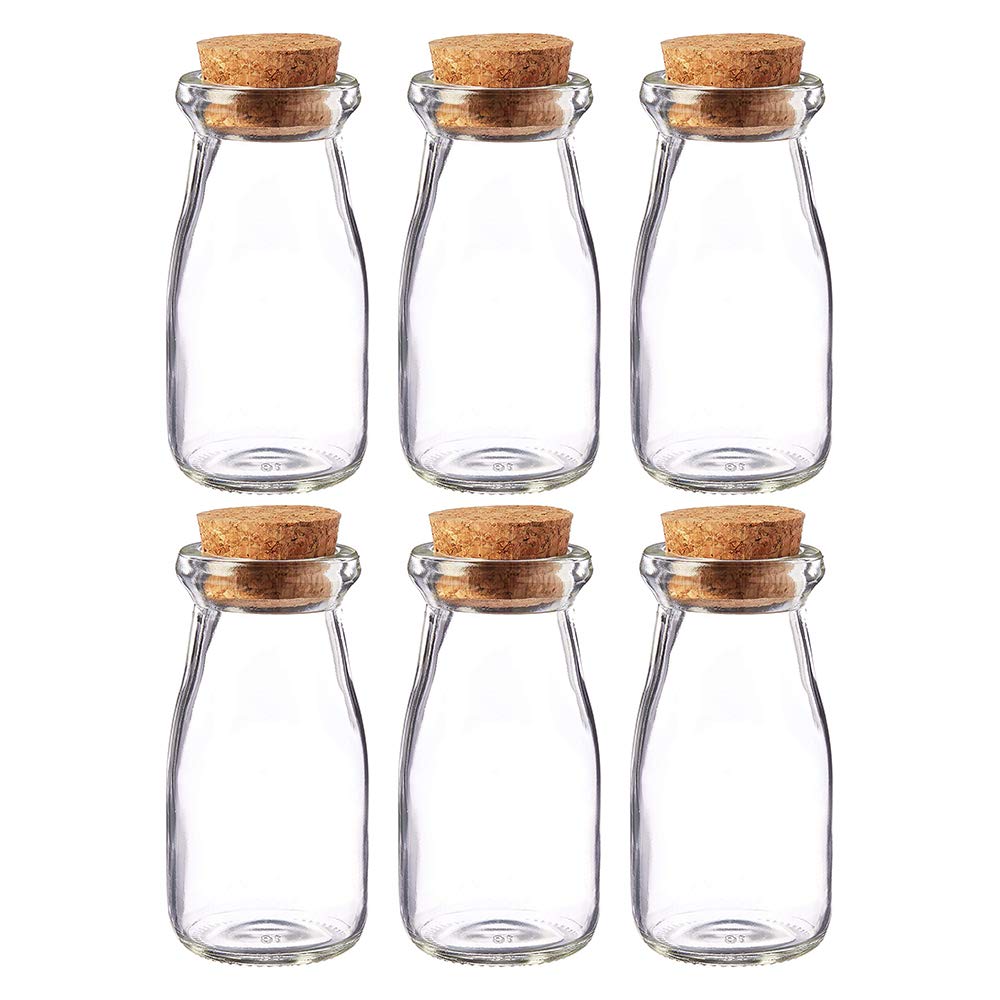 Danmu Art 100ml Mini Glass Jars with Cork Stoppers Milk Glass Bottles Small Favor Jars Yohurt Pudding Storage Jar for Party Favors (100ml-6Pack) — image 1