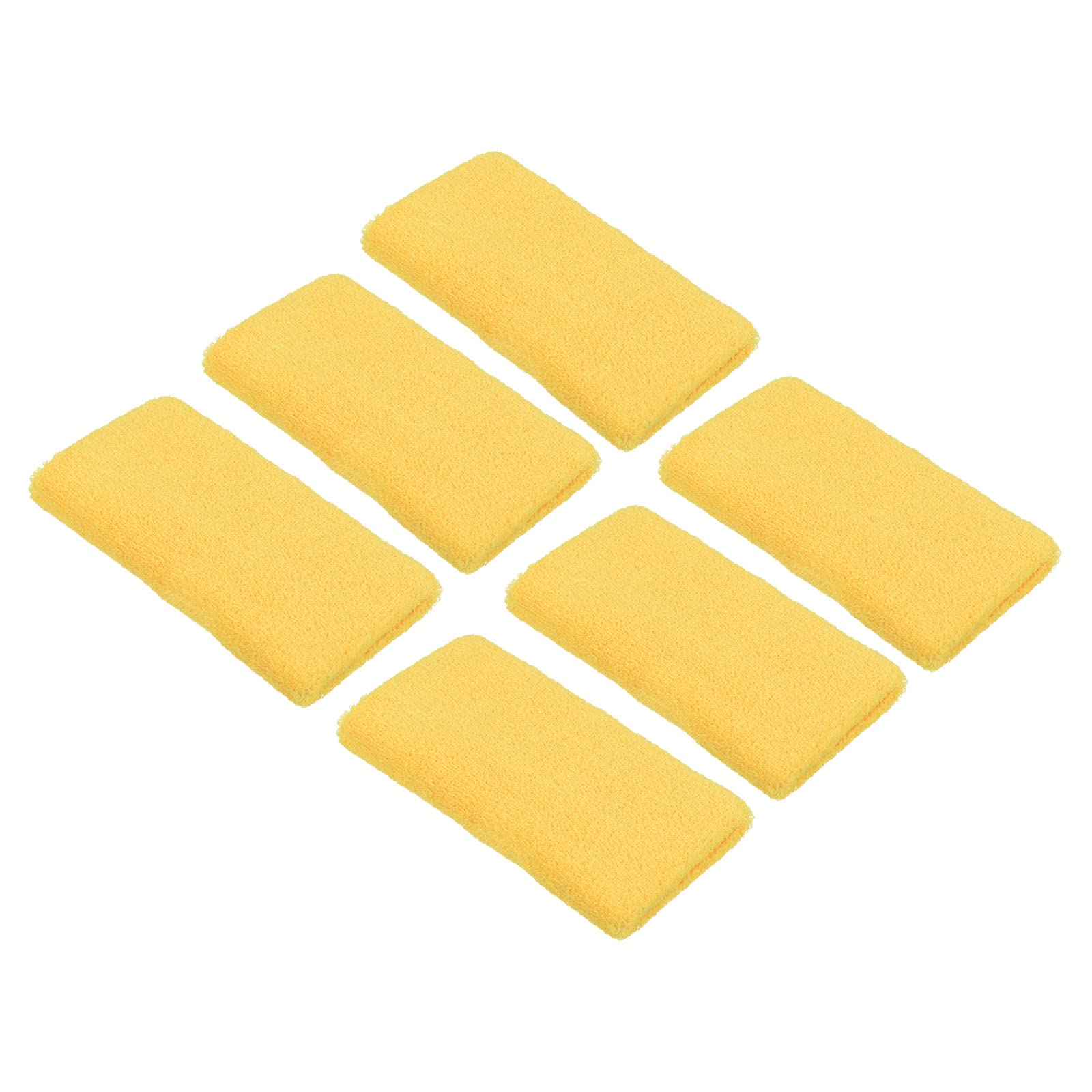 PATIKIL Sports Wristbands 8x15cm, 6 Pack Cotton Terry Cloth Absorbent Sweatband for Tennis Basketball Working Out Athletic Running, Yellow