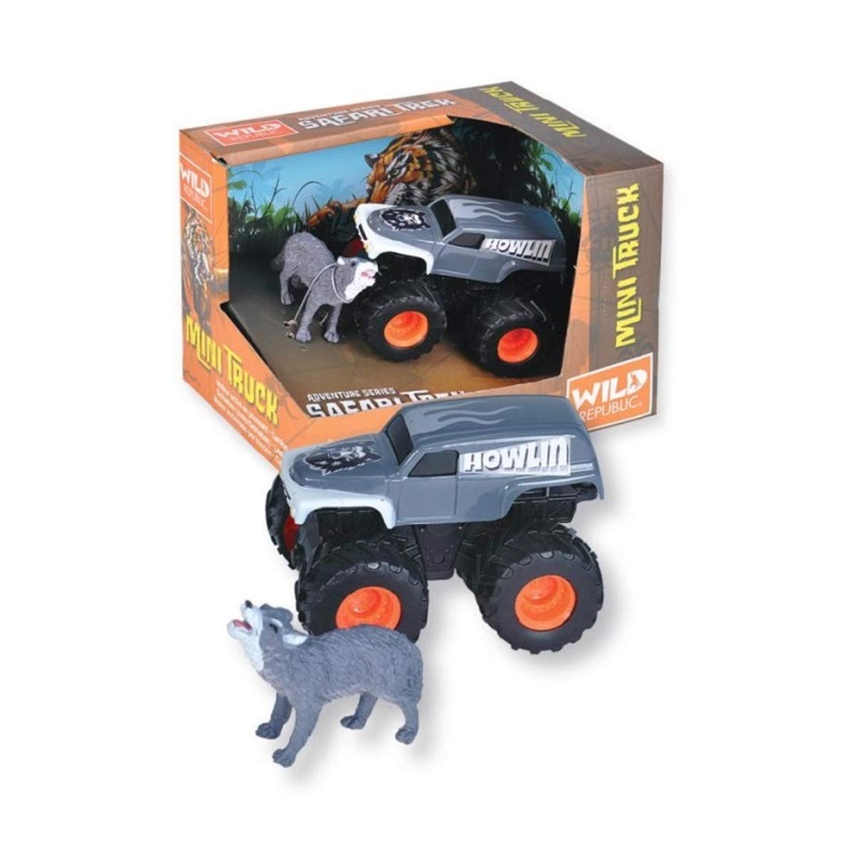 Wild Republic Wolf and truck, Adventure Gifts For Kids, Imaginative Play Toy, 4 Inches