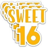 (3PCS) Sweet 16 Sticker – Happy 16th Birthday Stickers Cheers to 16 Years Waterproof Vinyl Decals for Laptops, Scrapbooks, Journals, Water Bottles, Party Decorations, 3 x 2.8 inch
