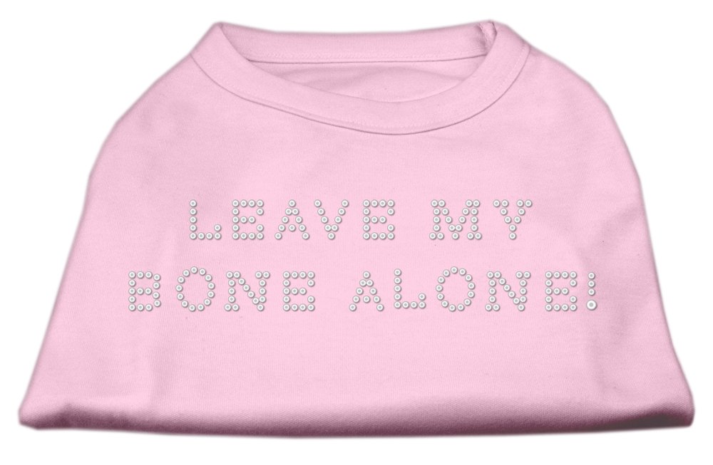 Mirage Leave My Bone Alone Rhinestone Pet Shirt, Medium, Light Pink