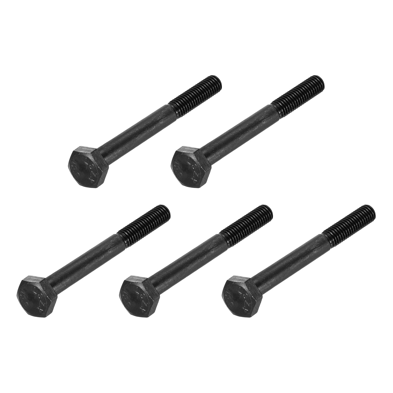 METALLIXITY Hex Bolts (M8-1.25x75mm) 5Pcs, Carbon Steel Fully Threaded Black Oxide, Coarse Thread UNC Hex Head Screw Bolt - for Furniture Repair