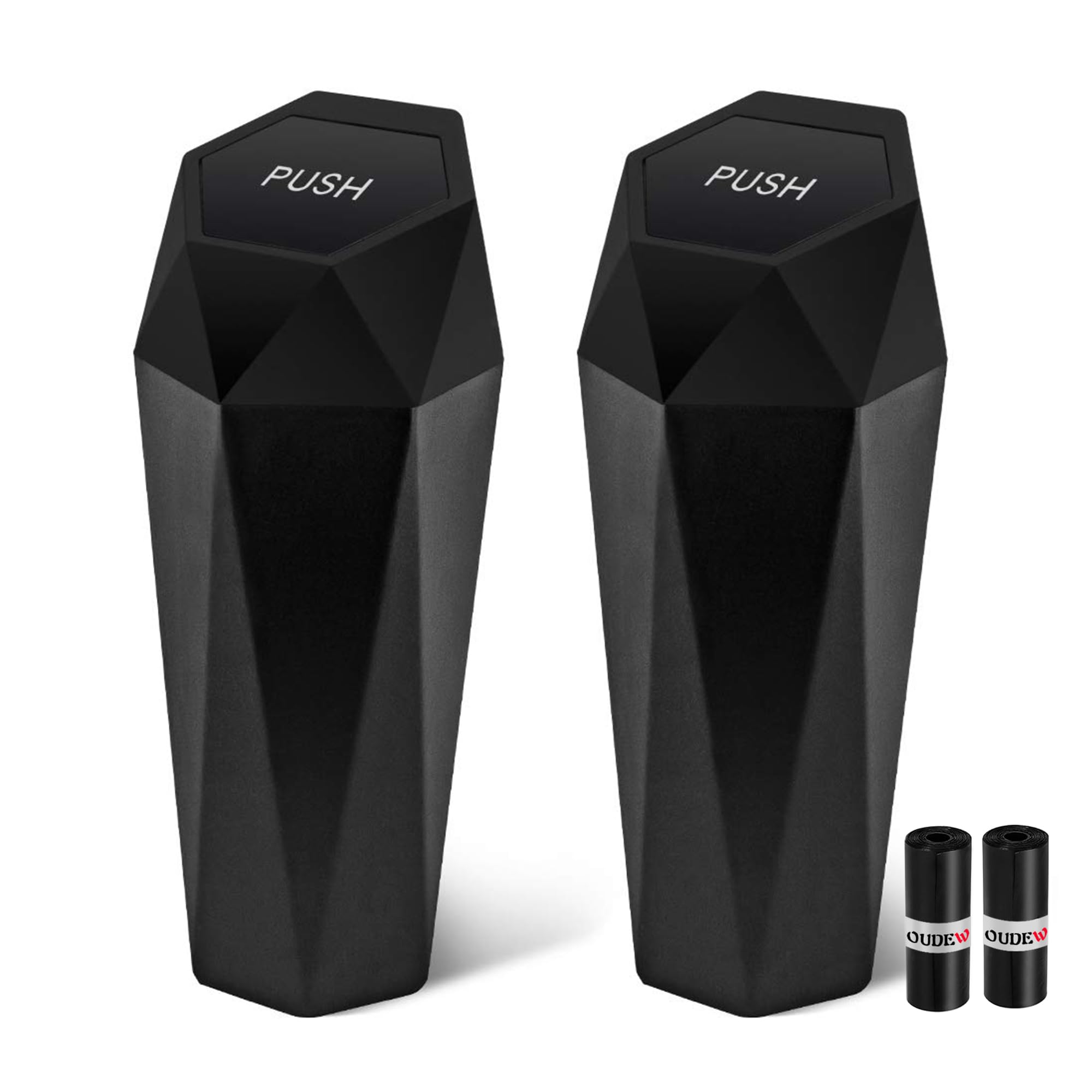 Photo 1 of OUDEW Car Trash Can with Lid - 2-Pack, Interior Accessories for Vehicles, Leakproof Garbage Can with 30 Detachable Trash Bags, Multipurpose Organizers and Storage Solutions for Home and Office