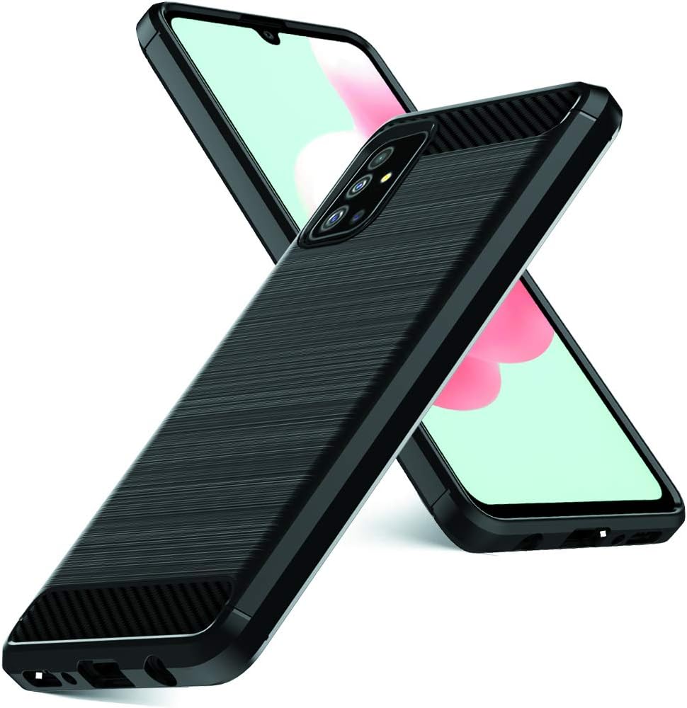 Dretal Ggalaxy A51 Case, Shock-Absorption Slim Fit Flexible TPU Case Brushed Texture Soft Rubber Protective Cover for Samsung Galaxy A51 (Black)