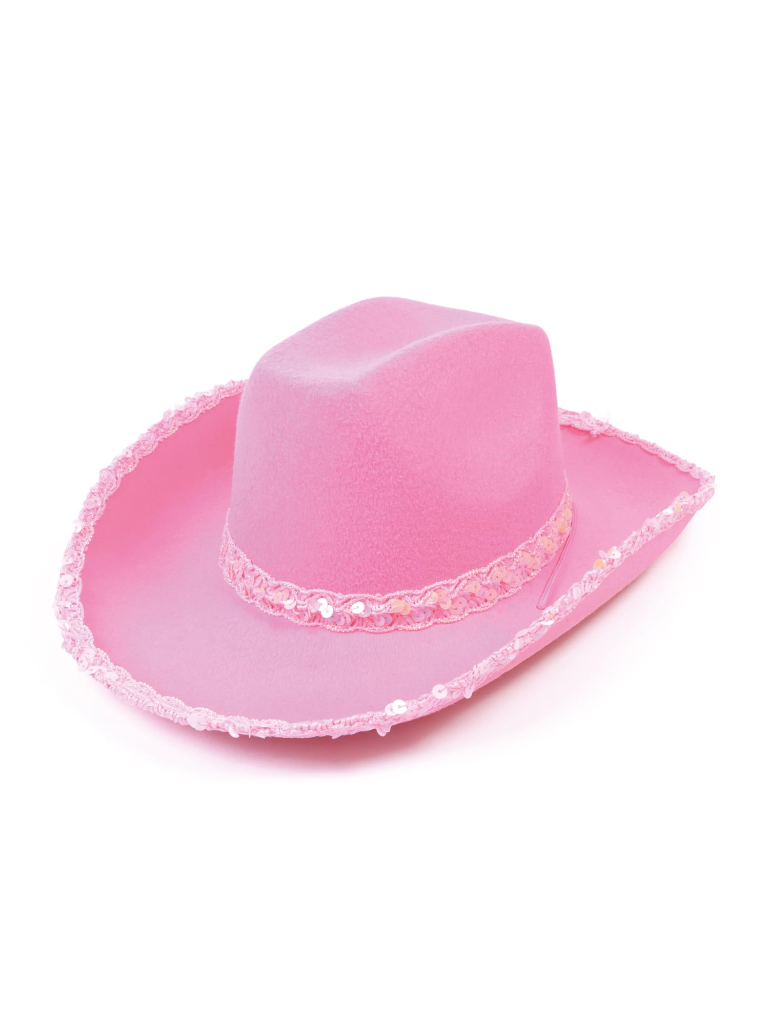 Bristol Novelty BH205 Cowboy Pink Felt Hat with Sequins, Womens, One Size Halloween
