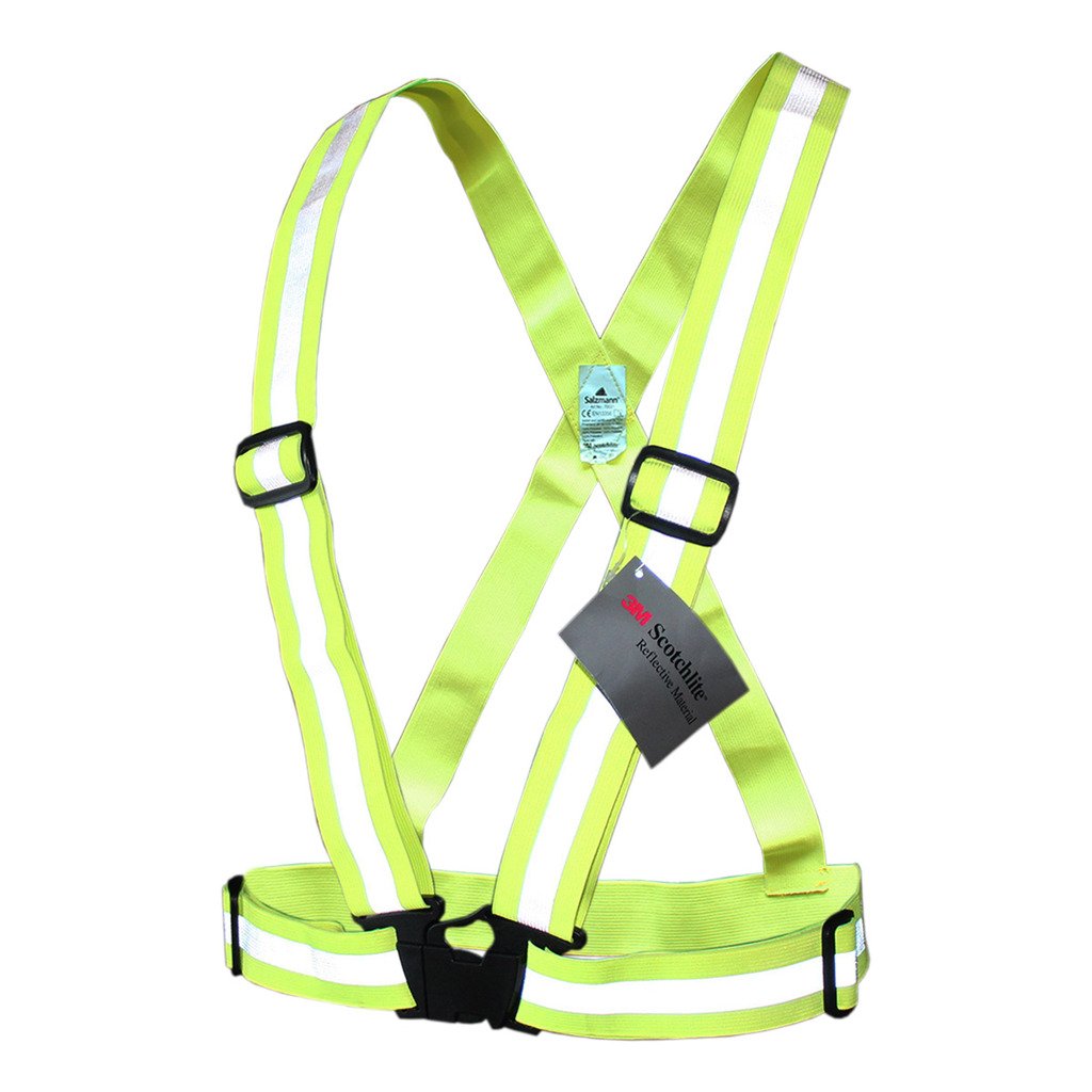 Salzmann 3M Reflective Vest, Made with 3M Scotchlite, High Visibility Cross Belt with Adjustable Straps, for Cycling, Running and Other Outdoor Activities